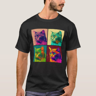 ビルマ猫のポップイラスト カラフルな動物好きの男性向け Tシャツ