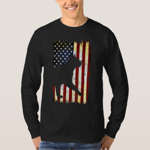 ビルマ猫シルエットアメリカ国旗7月4日 Tシャツ