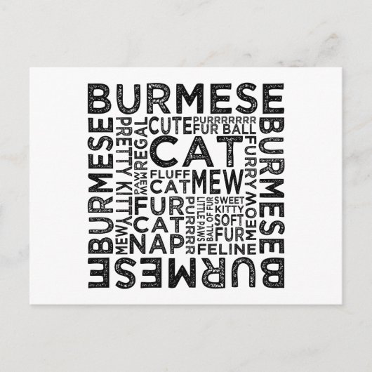 ビルマ猫タイポグラフィ ポストカード (正面)