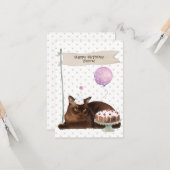 ビルマ猫誕生祝いパーティーハットケーキ カード (正面/裏面インサイチュ)