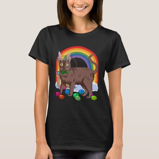 ビルマ猫 イースターエッグ うさぎ Tシャツ (正面)