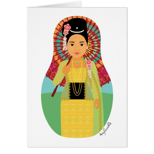 ビルマ語、ミャンマー語マトリヨスカカード (正面)