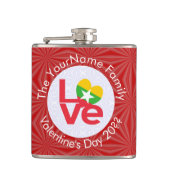 ビルマ赤恋国旗パーソナライズされた フラスク (正面)