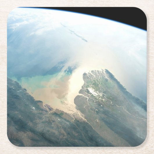 ビルマ(ミャンマー)のイラワディ川デルタ。 スクエアペーパーコースター (正面)