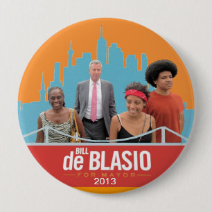 ビルde Blasio及び家族NYCの市長2013年 缶バッジ