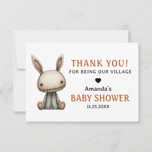 ビレッジハロウィン幽霊のよく出るベイビーシャワー サンキューカード (正面)