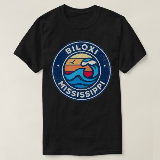 ビロイミシシッピーMSヴィンテージ波航海のデザイン Tシャツ (デザイン正面)