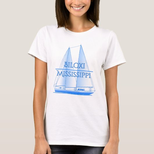 ビロシ沿岸航海のセーリング船 Tシャツ (正面)