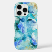 ビロモダンイ渦巻き青金ゴールドiPhoneケース Case-Mate iPhoneケース (裏面)