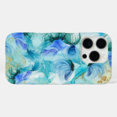 ビロモダンイ渦巻き青金ゴールドiPhoneケース Case-Mate iPhoneケース (裏面 (横))