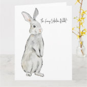 ビロードおもしろいウサギ カード (黄色い花)