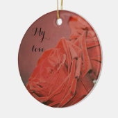 ビロードのような赤いバラ セラミックオーナメント (左)