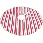 ビロードのリボンは、深紅および白い縞で飾ります ブラッシュドポリエステルツリースカート (アングル)