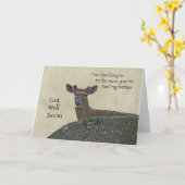 ビロードの挨拶の健康なオジロ鹿シカの木びき台を得て下さい カード (黄色い花)