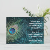 ビロードの緑の孔雀の誕生日の招待状 招待状 (スタンド正面)