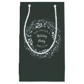 ビロードの緑の白人の冬の果実のリースのパーティー スモールペーパーバッグ (正面)