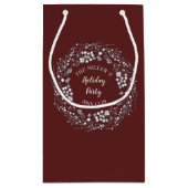 ビロードの赤い白人の冬の果実のリースのパーティー スモールペーパーバッグ (裏面)