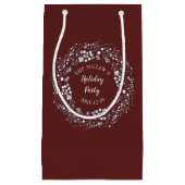 ビロードの赤い白人の冬の果実のリースのパーティー スモールペーパーバッグ (正面)