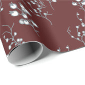 ビロードの赤のホワイトクリスマスの果実パターン ラッピングペーパー (ロールコーナー)