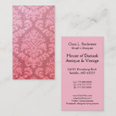 ビロードを切って下さい、ピンクのサテンを浮彫りにしました 名刺 (正面/裏面)