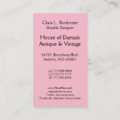 ビロードを切って下さい、ピンクのサテンを浮彫りにしました 名刺 (裏面)
