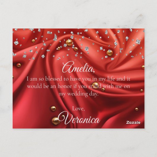 ビロードエレガントの赤い絹は私の花嫁になってくれるだろう ポストカード (裏面)