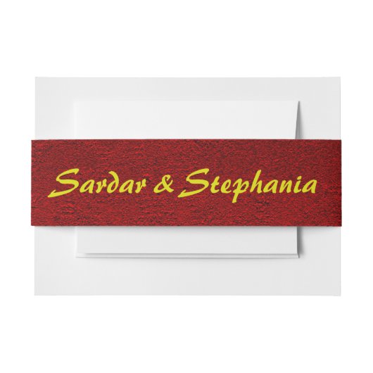 ビロードパーソナライズされた王室のテクスチャ 招待状ベリーバンド (正面例)