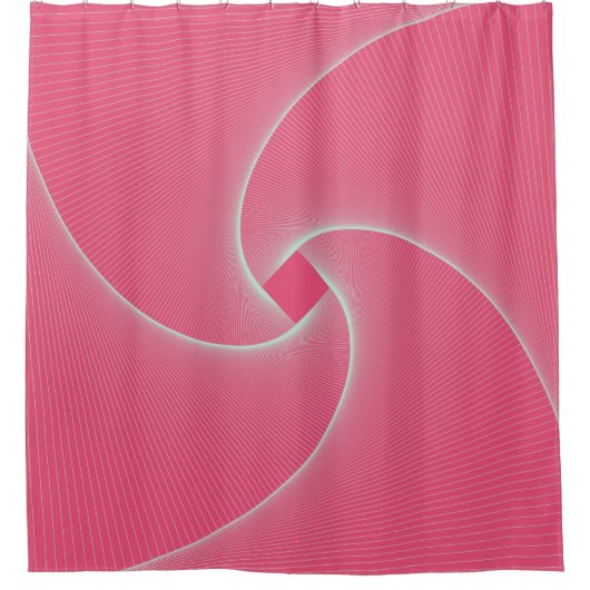 ビロードピンクの輪郭付き四角い渦 シャワーカーテン (正面)