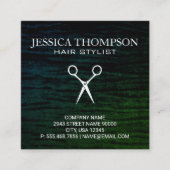 ビロードフェイクグリーンシアーズプリント スクエア名刺 (正面)