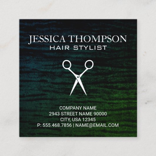 ビロードフェイクグリーンシアーズプリント スクエア名刺 (正面)