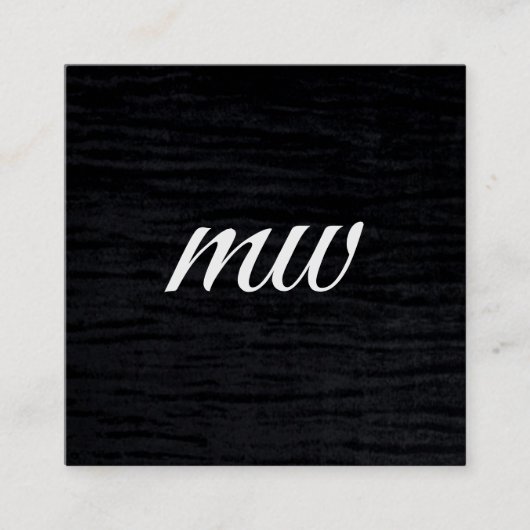 ビロードフェイクブラックプリントとモノグラム スクエア名刺 (正面)