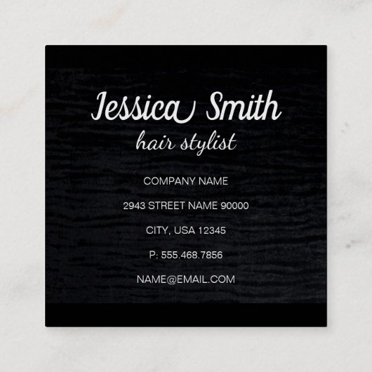 ビロードフェイクブラックプリントとモノグラム スクエア名刺 (裏面)