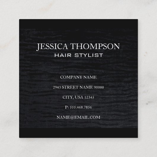 ビロードフェイクブラックプリントとモノグラム スクエア名刺 (裏面)