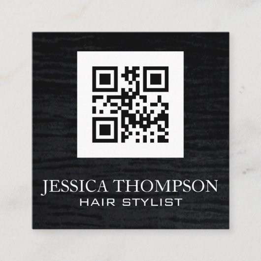 ビロードフェイクブラック | Qrコードテンプレート スクエア名刺 (正面)