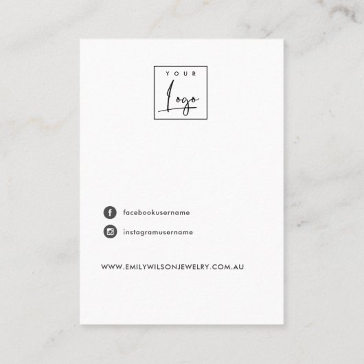 ビロード海軍の紐灯スタッドイヤリングディスプレイ  名刺 (裏面)