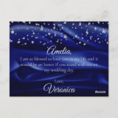 ビロード・ブルー・シルクで私の花嫁介添人 ポストカード (裏面)