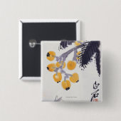 ビワおよびバッタ 缶バッジ (正面&裏面)