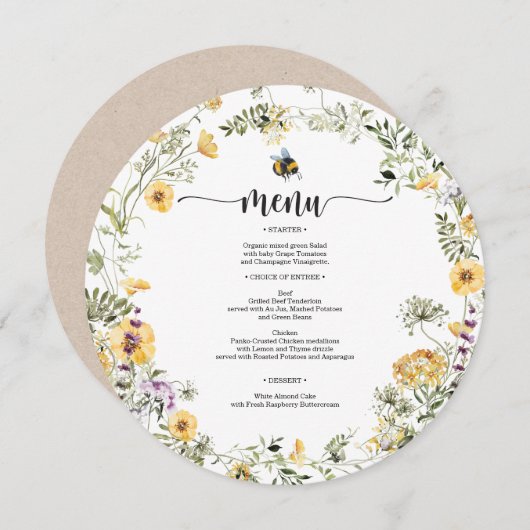 ビワイルドフラワーベビシャワーメニュー メニュー (正面/裏面)