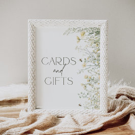 ビワイルドフラワー赤ちゃんシャワーカードとギフトサイン ポスター