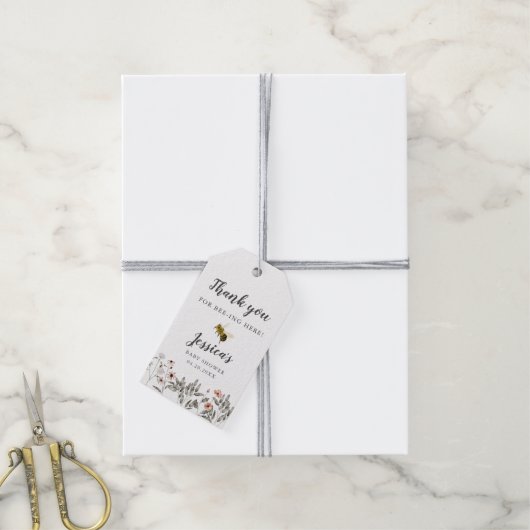 ビワイルドフラワー赤ちゃんシャワー ギフトタグ (より糸付き)