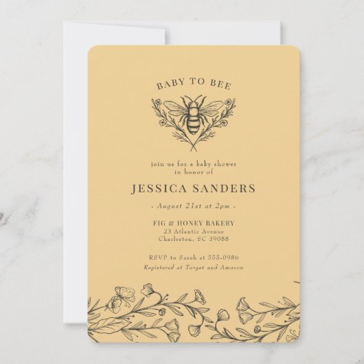 ビワイルドフラワー赤ちゃんシャワー 招待状 (正面)