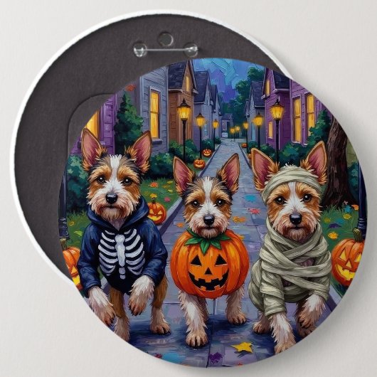 ビワーテリー ハロウィン かぼちゃのお菓子入れ衣装 缶バッジ (正面&裏面)