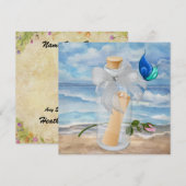 「ビンに入れた招待状」- ビーチでの招待 - SRF 招待状 (正面/裏面)