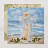 「ビンの中の招待状」- ビーチでの招待状 - SRF 招待状 (正面/裏面)