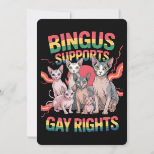 ビンガス、ゲイの権利を支持する スフィンクス猫 LGBTQプライド 招待状