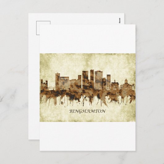 ビンガムトンニューヨークシティスケープ シーズンポストカード (正面/裏面)