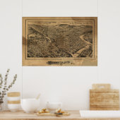 ビンガムトンニューヨーク1882アンティークパノラママップ ポスター (キッチン)