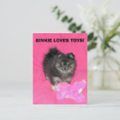 ビンキーはおもちゃが大好き！ ポストカード (スタンド正面)