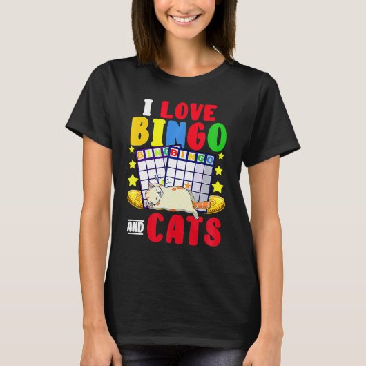 ビンゴと猫が大好きな猫好きギャンブラーB Tシャツ (正面)