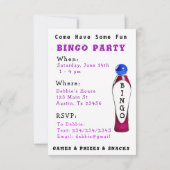 ビンゴのパーティの招待状 招待状 (裏面)
